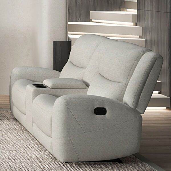 Giraldus Beige Manual Recliner Loveseat with Console CM9988BG-LV-M by Furniture of America 5