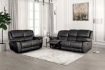 Glarus Sofa Manual Recliner  FM69003BK-SF-M Transitional Black Leather Match by Furniture of America 8
