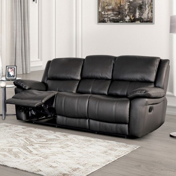 Glarus Sofa Manual Recliner  FM69003BK-SF-M Transitional Black Leather Match by Furniture of America 5