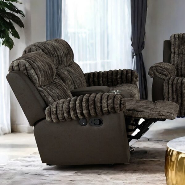 Dionysus Manual Reclining Loveseat FM64003BR-LV-M Transitional Brown  by Furniture of America 9