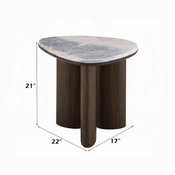 Hanale End Table with Natural Marble By ACME - Image 2