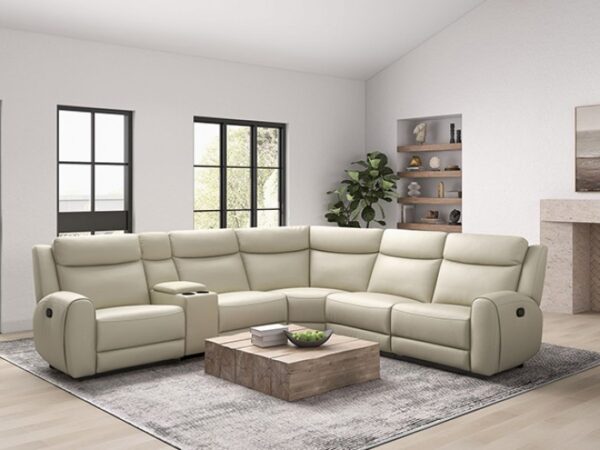Jacobus Motion Sectional CM9986BG-M-SECT  Transitional Beige Leather by Furniture of America 6