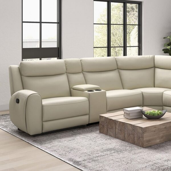 Jacobus Motion Sectional CM9986BG-M-SECT  Transitional Beige Leather by Furniture of America 5