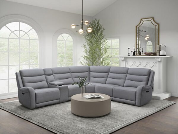 Jacobus Motion Sectional CM9987GY-M-SECT Transitional Light Gray Leather by Furniture of America 6