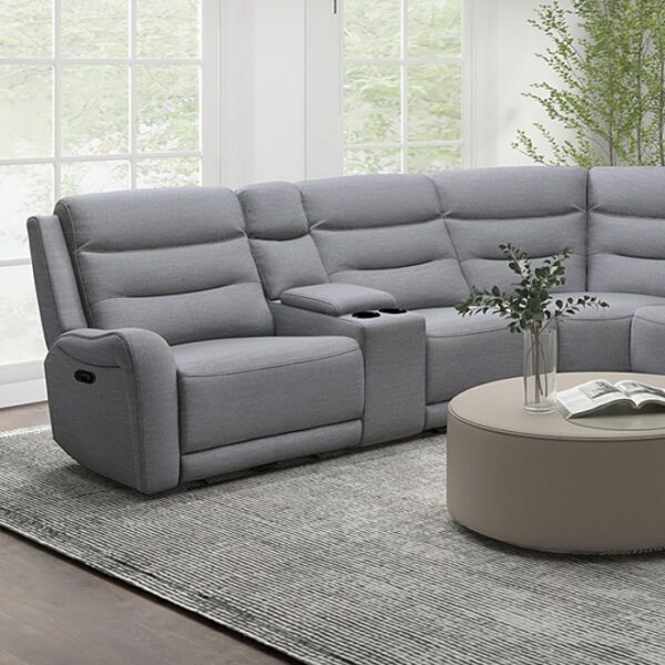 Jacobus Motion Sectional CM9987GY-M-SECT Transitional Light Gray Leather by Furniture of America 5