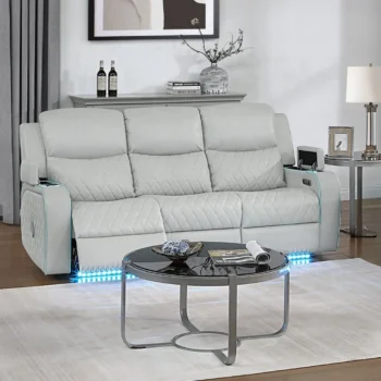 Elonzo Power Motion Sofa in Light Gray Leather LV05900 By ACME