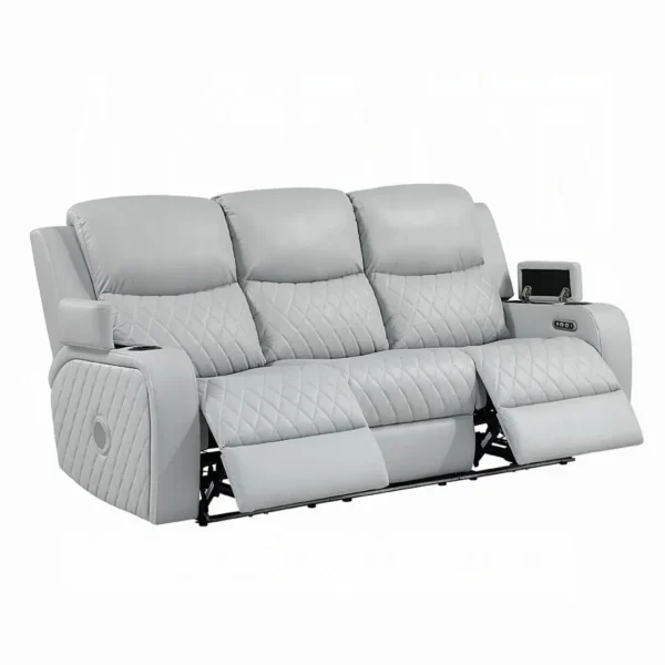 Elonzo Power Motion Sofa in Light Gray Leather LV05900 By ACME - Image 3