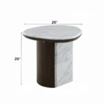 Haidar Natural Marble End Table with Brown Veneer Base LV04566 By ACME - Image 2