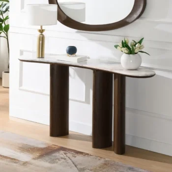 Hanale Console Table with Natural Marble AC04577 By ACME