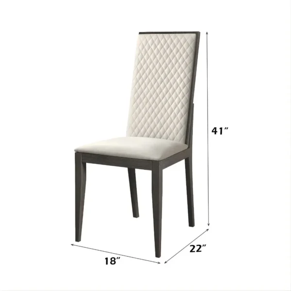 Venezia Dining Side Chair in Gray Leather Set of 2 By ACME - Image 2