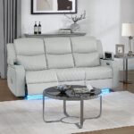 Elonzo Power Motion Sofa in Light Gray Leather LV05900 By ACME Luxury Sofas Mobilia Cleopatra 17 Elonzo Power Motion Sofa in Light Gray Leather LV05900 By ACME 17