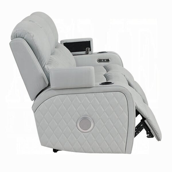 Elonzo Power Motion Sofa in Light Gray Leather LV05900 By ACME 11