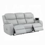 Elonzo Power Motion Sofa in Light Gray Leather LV05900 By ACME Luxury Sofas Mobilia Cleopatra 20 Elonzo Power Motion Sofa in Light Gray Leather LV05900 By ACME 20
