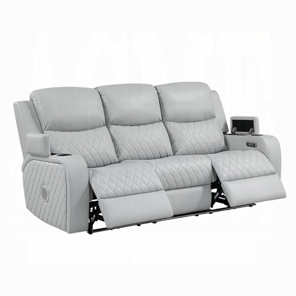 Elonzo Power Motion Sofa in Light Gray Leather LV05900 By ACME 13