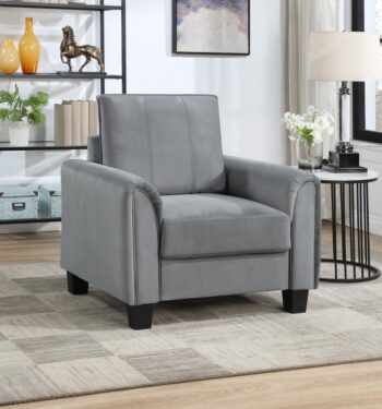 Davis Upholstered Rolled Arm Accent Chair Gray by Coaster Furniture