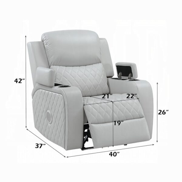 Elonzo Power Motion Recliner in Light Gray Leather LV05902 By ACME 13