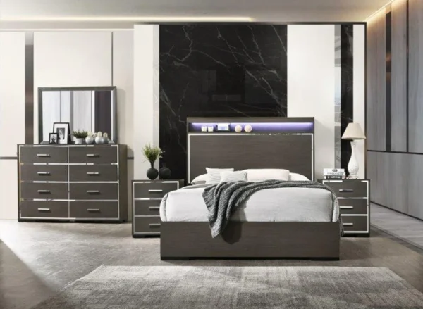 B215-Q/EK Grey Modern Beds by McFerran 4