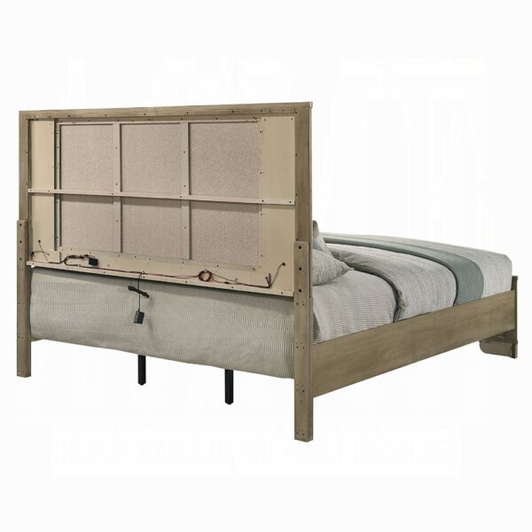 Lakkari Antique Oak Bed with LED Light By ACME 7