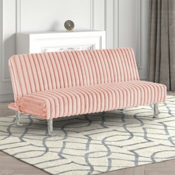 Hinwil Pink Futon Sofa Bed FM2903PK Stylish Versatility for Modern Living by Furniture of America