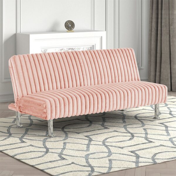 Hinwil Pink Futon Sofa Bed FM2903PK Stylish Versatility for Modern Living by Furniture of America 6