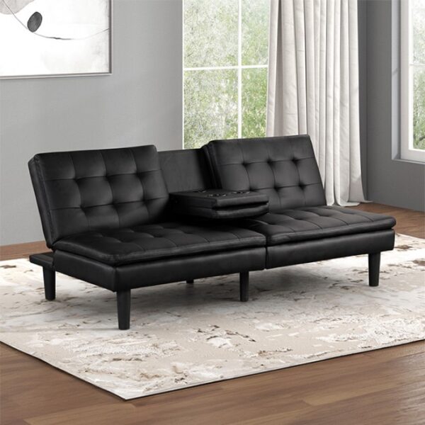Eidsberg Black Futon Sofa Bed FM2908BK  Smart Comfort Meets Sleek Design by Furniture of America 8