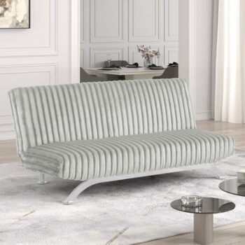 Villeneuve Light Gray Futon Sofa Bed FM2906LG Contemporary Comfort by Furniture of America