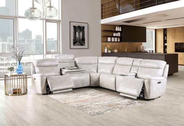 Edmondus Power Sectional CM9923FG-SECT-PM Smart Comfort in Light Taupe by Furniture of America 16