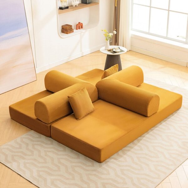 Perri 79″ Ginger Compressed Sofa SL6907YL  by Furniture of America 10