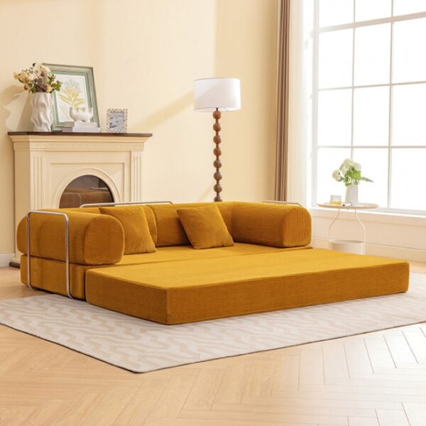 Perri 79″ Ginger Compressed Sofa SL6907YL  by Furniture of America 12