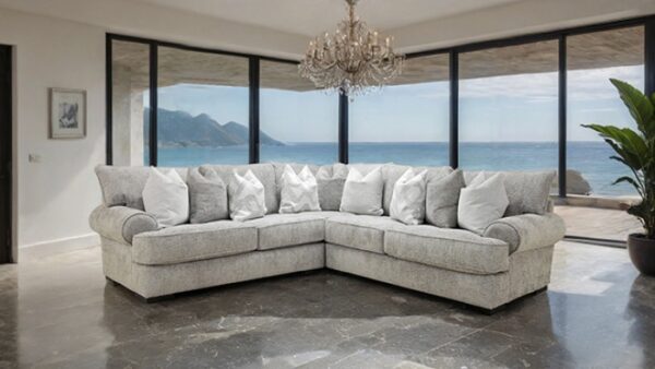 Nerone Sectional   SM6094-SECT Gray Transitional Fabric Sofa by Furniture of America 6