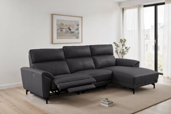 Themis Black Leather Power Sectional with Right Chaise CM9937BK-SECT-PM-R by Furniture of America