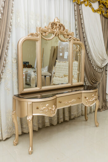 Handmade Golden Rose Sand Vanity with Mirror