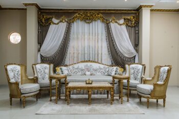 5Pcs Handmade Allison Gold Sofa Set