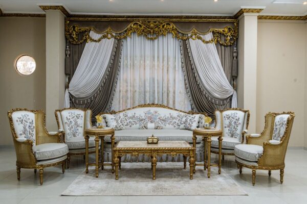 5Pcs Handmade Allison Gold Sofa Set 4