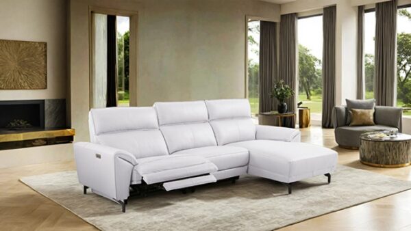 Themis White Leather Power Sectional with Right Chaise CM9937WH-SECT-PM-R by Furniture of America 6