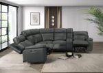 Oliverus Dark Gray Leather Match Power Sectional  FM69009DG-SECT-PM Transitional by Furniture of America 19