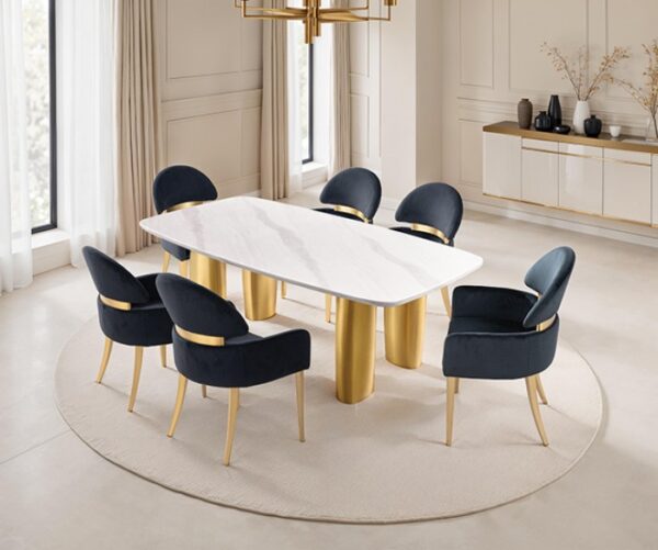 Northall 5-Piece Dining Table Set FM37004WH-T-5PC-05BK  White, Gold & Black by Furniture of America 6