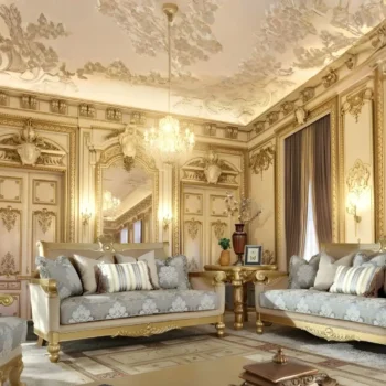 Metallic Bright Gold 3 PCs Sofa Set HD-2666 By Homey Design