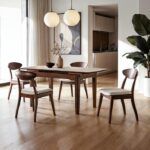 Croglio 5 Pc Dining Table Set FM30008WN-T-5PC-05WN Mid-Century Modern Elegance  by Furniture of America 9