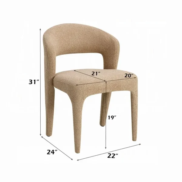 Lidi Side Chair in Light Brown Boucle Set of 2 By ACME - Image 3