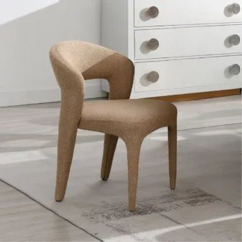 Lidi Side Chair in Light Brown Boucle Set of 2 By ACME