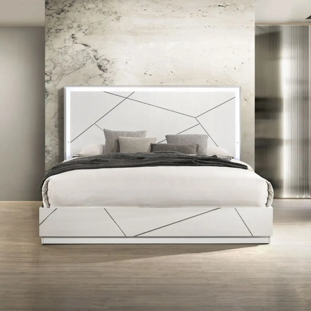 Esther Bed With Led In White Finish By Acme | Mobilia Cleopatra 3 Esther Bed with LED in White Finish by ACME - Image 1