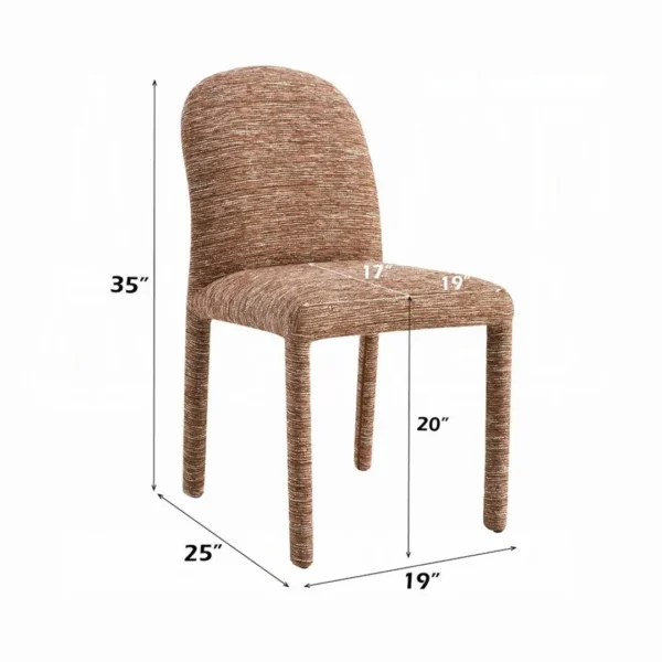 Lidi Side Chair in Brown Chenille Set of 2 By ACME - Image 3