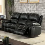 Zuriel Reclining Sofa in Black Leather LV52285 By ACME