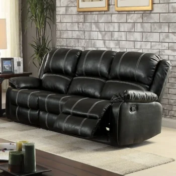 Zuriel Reclining Sofa in Black Leather LV52285 By ACME