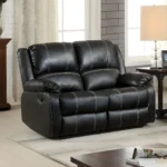 Zuriel Reclining Loveseat in Black Leather LV52286 By ACME