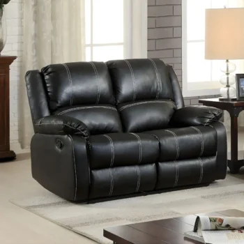 Zuriel Reclining Loveseat in Black Leather LV52286 By ACME