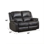 Zuriel Reclining Loveseat in Black Leather LV52286 By ACME - Image 2