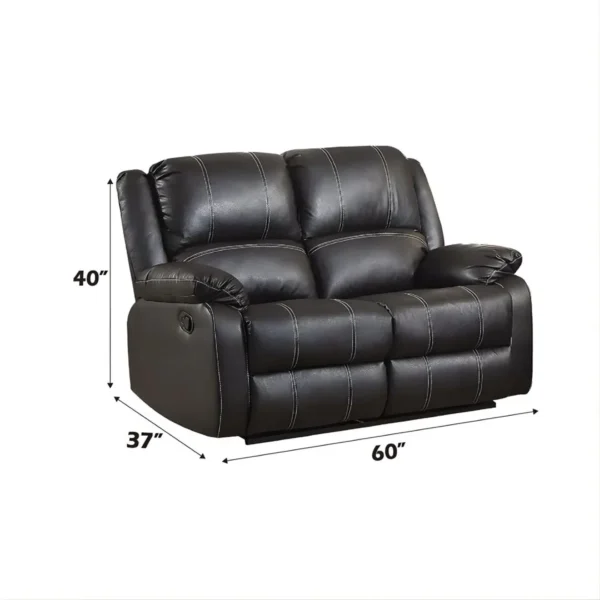 Zuriel Reclining Loveseat in Black Leather LV52286 By ACME - Image 2