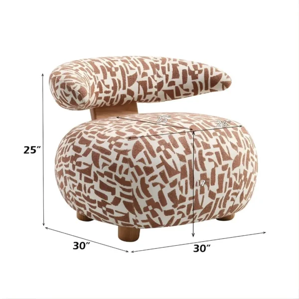 Lynn Accent Chair in Brown Pattern Fabric AC02678 By ACME - Image 3